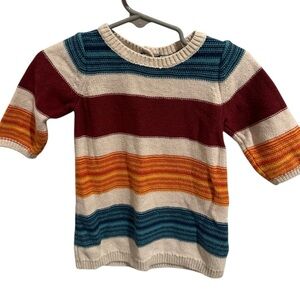 Old Navy Baby Sweater - Red, Orange, Blue, Cream Stripes• Size 3-6 Months